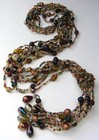 Vintage Estate Multi Strand Seed Bead Tassel Necklace 34" With 5 1/2" Drop Glass — photo 9