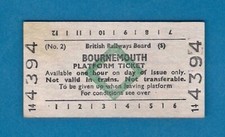 British Rail Platform Ticket - BRB(S) Bournemouth (No 2) - Green Diamond - 1979