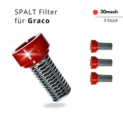 3x SPALTFILTER # 30mesh ROT EDELSTAHL für Airless Spritzpistole passend zu Graco
