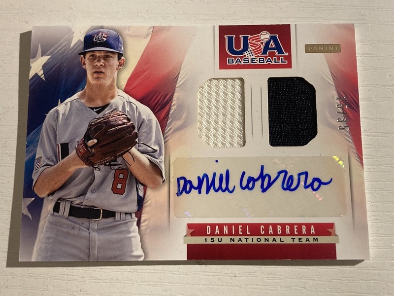 2013 Panini USA Baseball Game Used Dual Patch Jersey Auto Daniel Cabrera /35