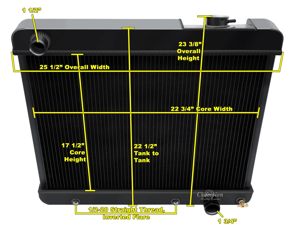 Radiador Kool Champion 3 filas acabado negro todo aluminio para 1963-1966 GMC 3000 Foto 3 de 4