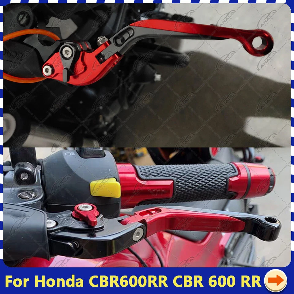 Black For HONDA CBR600RR 2007-2022 CNC Handle Grips Cap Brake Clutch Levers Sets Foto 3 de 4