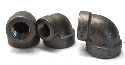 Lot of 3 Anvil Reducer Elbows 90° 1'' x 3/4'' Threaded Fittings Carbon Steel