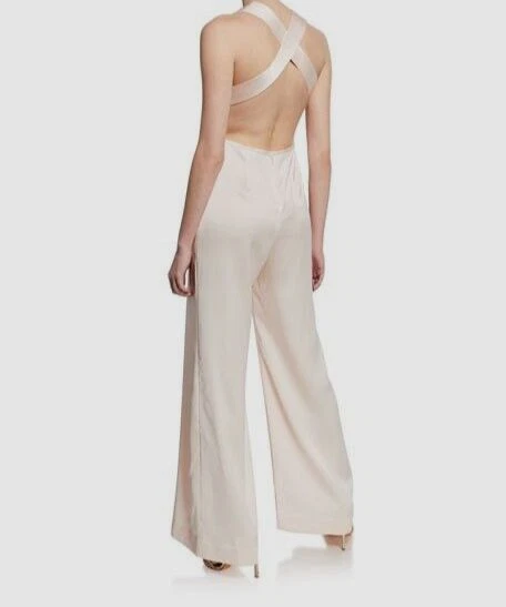 $375 Mono para mujer Jill Stuart rosa cuello en V espalda abierta pierna ancha talla 14 Foto 2 de 3