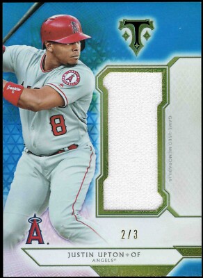 2018 Topps Triple Threads JUSTIN UPTON L.A. Angels GU Jersey SAPPHIRE Blue 2/3 a