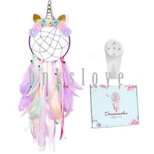 Unicorn Dream Catcher Flower Feather Pendant Wall Hanging for Car Home Bedroom