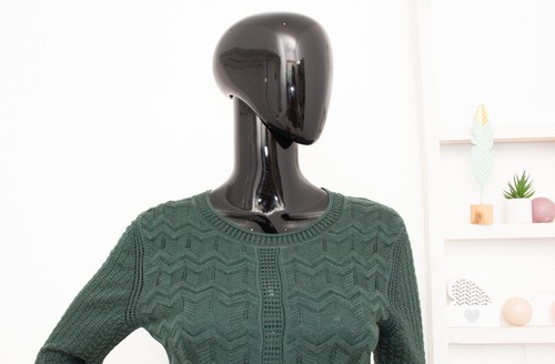 MISSONI Knitted Dress Green Chevron Zig Zag Wool Fit & Flare IT42 EU36 UK10 US6 - Picture 2 of 9