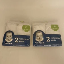 Gerber 2T Waterproof Pants 4x fits 28-32lbs Baby or Toddler Washable PEVA