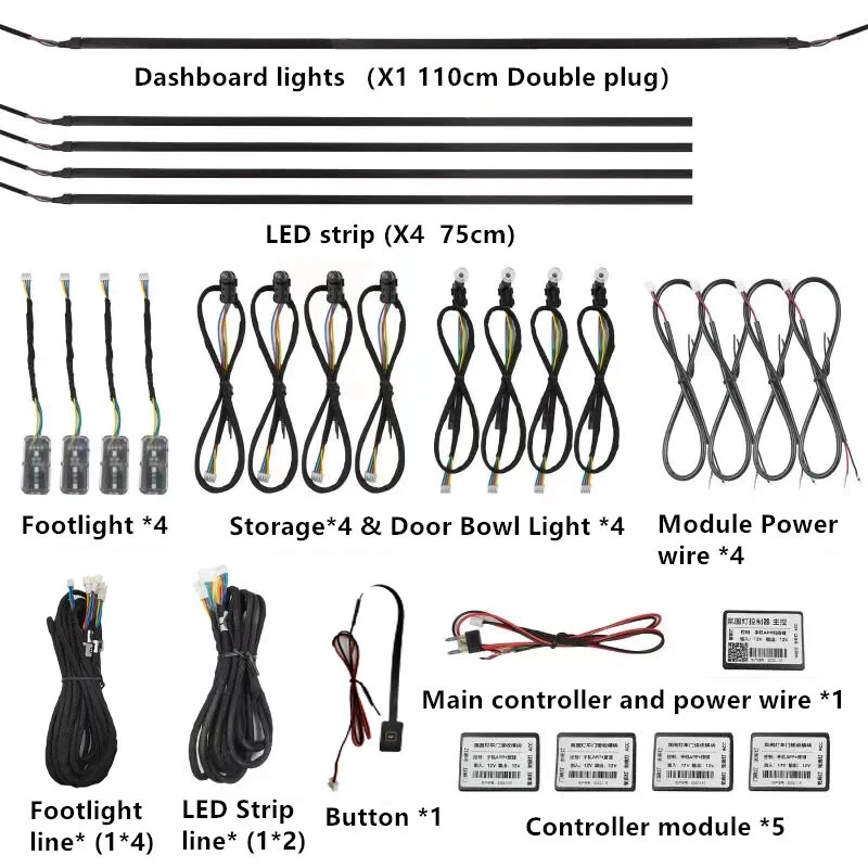 Fit For Mercedes Benz W204 C250 C300 Ambient Light Strip Interior Door Decor US - Image 2 of 4