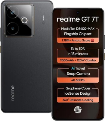 Realme GT 7T iceSense Black 12GB 256GB Global Version Unlocked