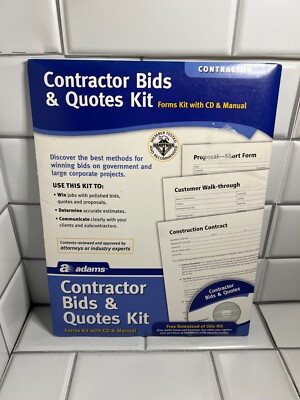 Adams Contractor Bids & Quotes Kit w/ CD & Manual - Short Form, Walk-through