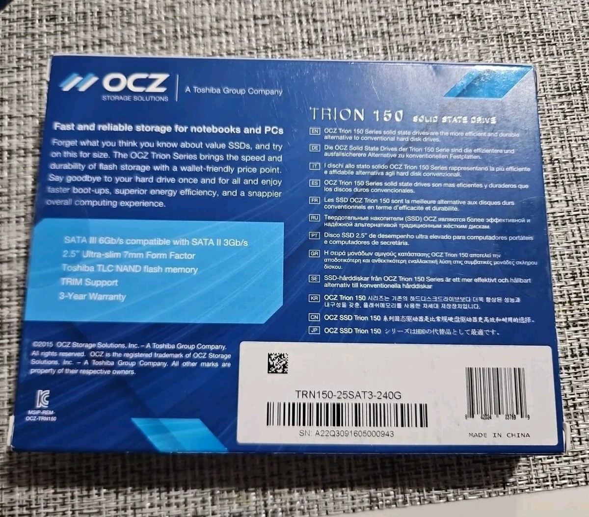 Toshiba OCZ TR150 240GB TRN150-25SAT3-240G 2.5” Solid State Drive