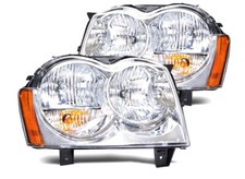 Pair Right Left Headlights And Light Bulbs For Grand Cherokee 2005 2006 2007