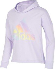 adidas Big Girl's Badge of Sport Lightweight Hoodie Light Purple MEDIUM