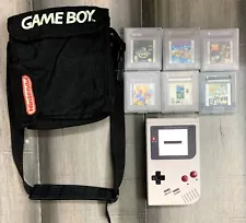 Gameboy DMG IPS Rechargeable Battery 6 Games Nintendo Carrying Bag Tested 