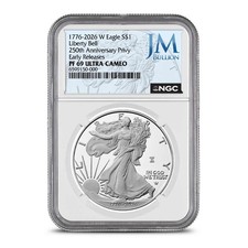 2026-W 1 oz Proof American Silver Eagle NGC PF69 UCAM ER JM Bullion Label
