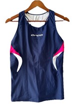 Orca Triathlon Tank Top Womens Large Navy Pink Racerback Built In Bra