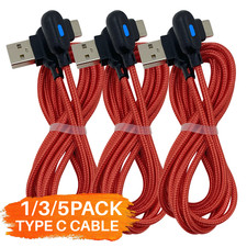 3/6Ft 90 Degree Right Angle USB Type C Fast Charger Cord For Android Samsung Lot