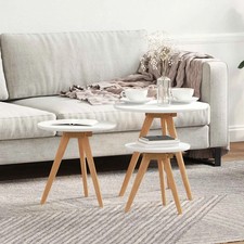 Table basse 3 pcs Marron Bois de noyer massif vidaXL