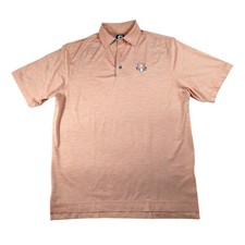 FootJoy Polo Shirt Mens Large Orange Heather 1916-2016 Golf Logo Short Sleeve