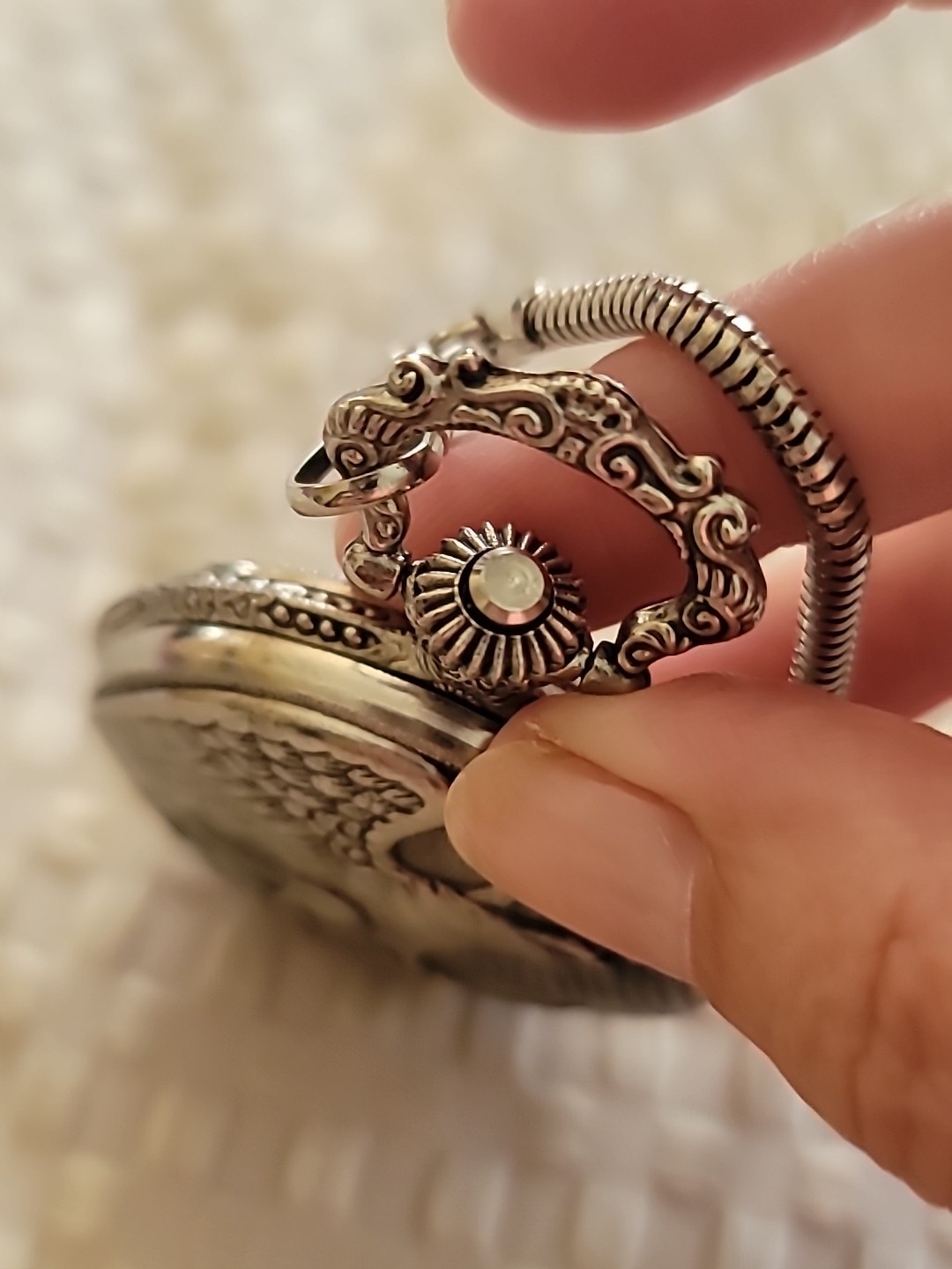 Pocket Watch Quartz Mens Antique Eagle Pattern Vi… - image 8