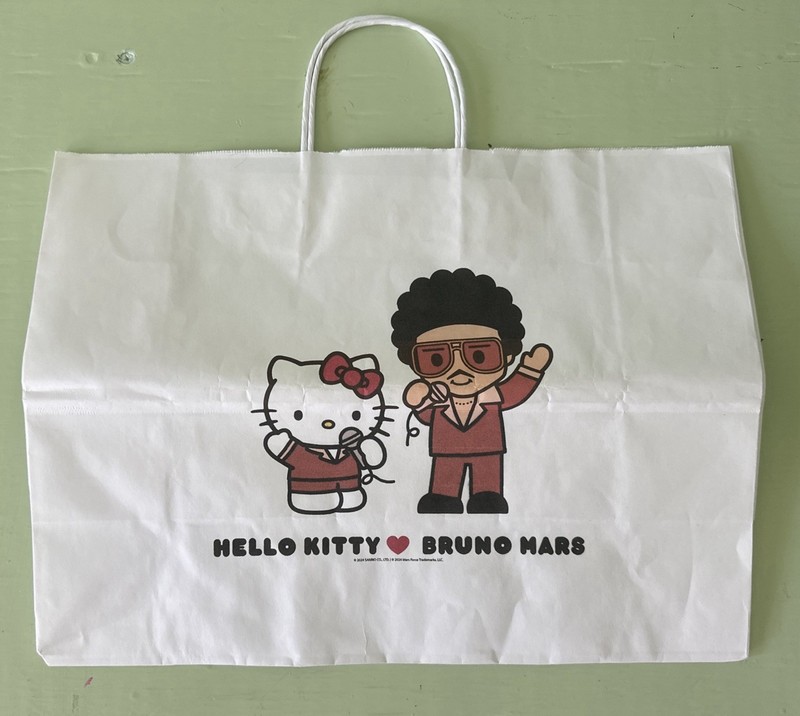Hello Kitty Bruno Mars Paper Shopping Bag ULINE White Original Pop Up Las Vegas