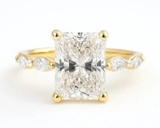 Lab Grown 2.50 Carat Oval Cut Diamond Engagement Ring 14k Gold with Side Stones