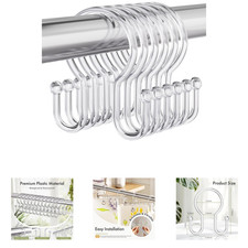 Plastic Shower Curtain Hooks Double Hooks for Shower Curtain Liner Rust Proof 12