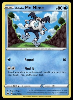 Galarian Mr. Mime 030/159 CRZ Crown Zenith Pokemon TCG NM