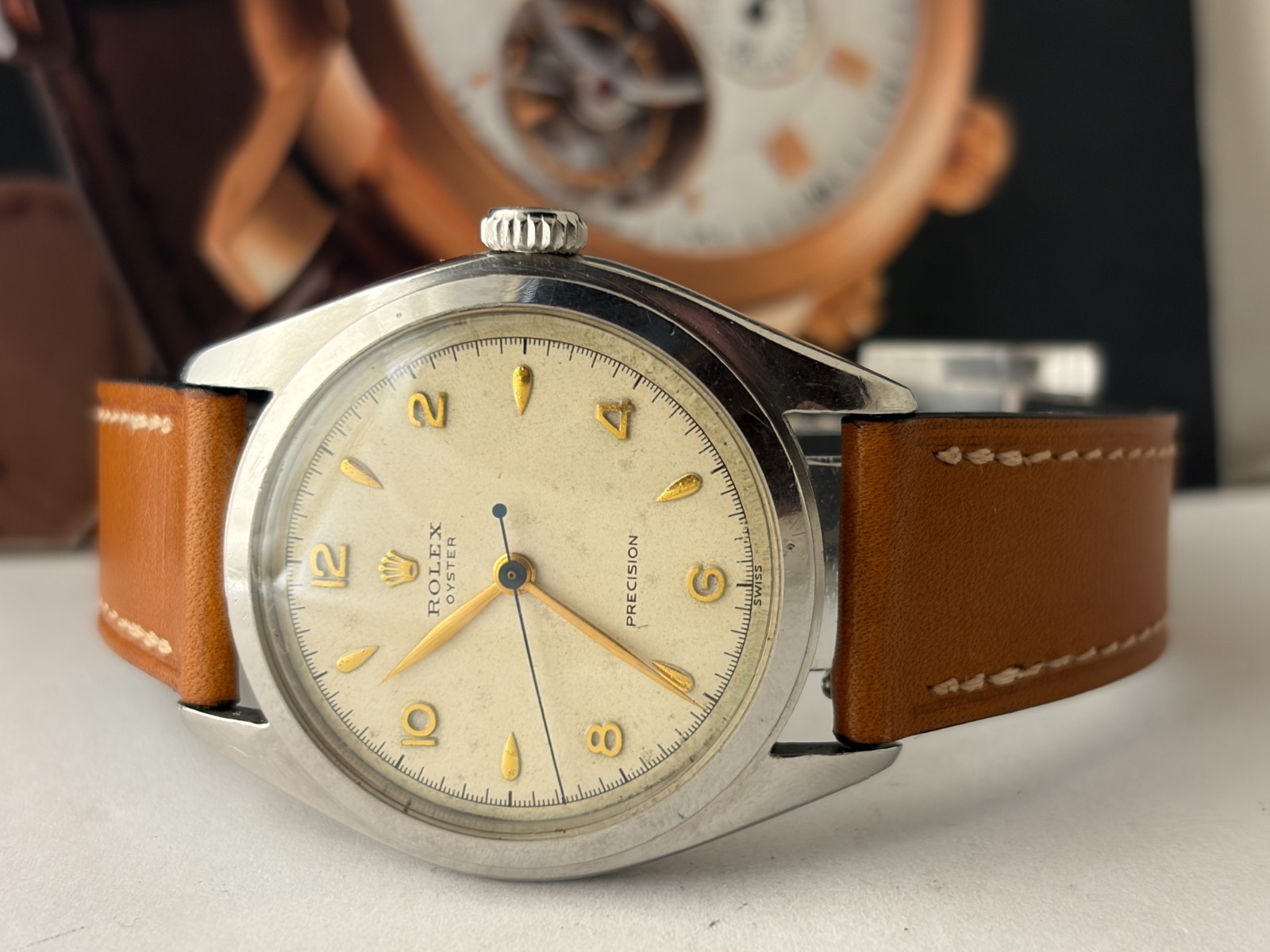 RARE Vintage Rolex Precision Oversized 36mm Ref. 6024 1950's Men's Watch image 2