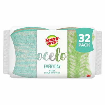 ocelo Non-Scratch Scrub Sponges, Assorted Designs, 32 Sponges, 4 Count Pack of 8