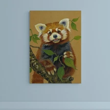Red Panda Tree Branch Oil Painting Wall Art Animals Canvas Painting
