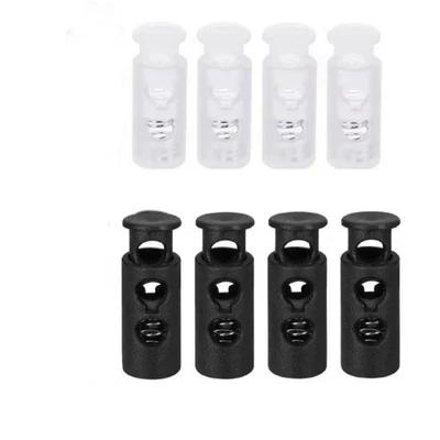 PERLIN 4 Stk Kordelstopper Schwarz & Transparent Kunststoff Schnur 2 Loch