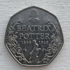 Rare 50P Coin Beatrix Potter Peter Rabbit 2016 1866 To 1948