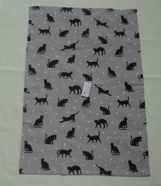 Katzen Geschirrtuch 45 X 65 Cm KüChe Geschirrhandtuch Baumwolle Grau Schwarz-image
