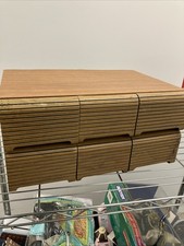 Vintage 6 Drawer 72 Audio Cassette Tape Storage Holder Case Faux Wood Grain Look