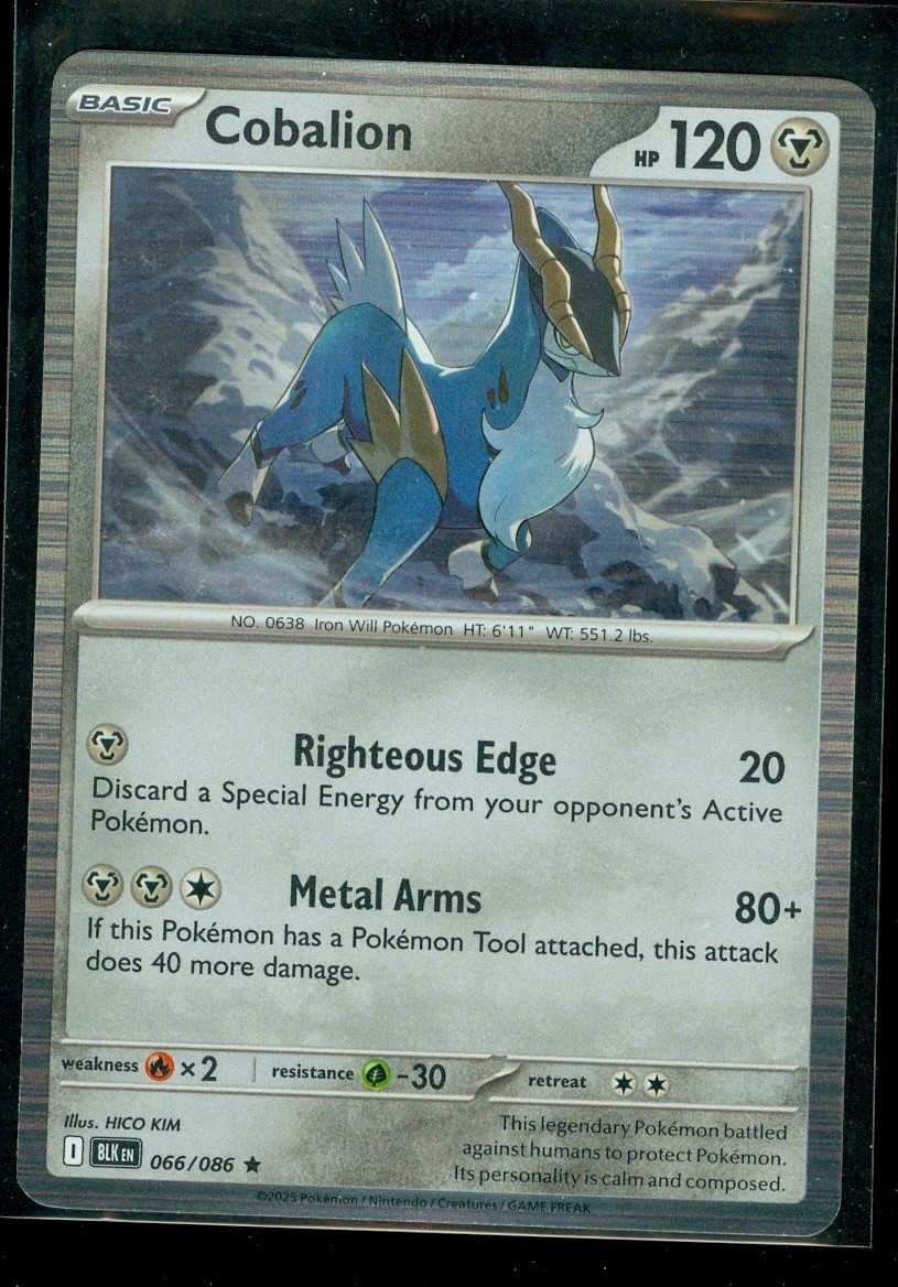 Pokemon COBALION 066/086 - Black Bolt - RARE HOLO - MINT