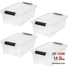 4-Pack Storage Bins with Lids, 13 Quart, Made in USA 13 Qt Clear 4 Pack