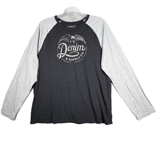 Ralph Lauren Denim & Supply Shirt Mens XXL Gray Raglan Graphic Tee Streetwear - Picture 1 of 7