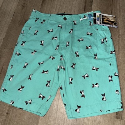 PLUGG Clothing Flex Waist Shorts Mens Size 31 dogs 8  teal  new with tags 