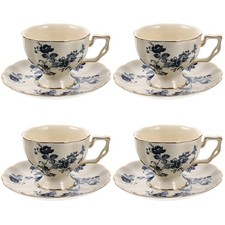 European Style Ceramic Milk Drinking Cup with Saucer 8Oz Delicate Porcelain C...