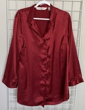 Vintage Victoria  s Secret Wine Red L satin Night Shirt-Sleep Shirt Heart Label
