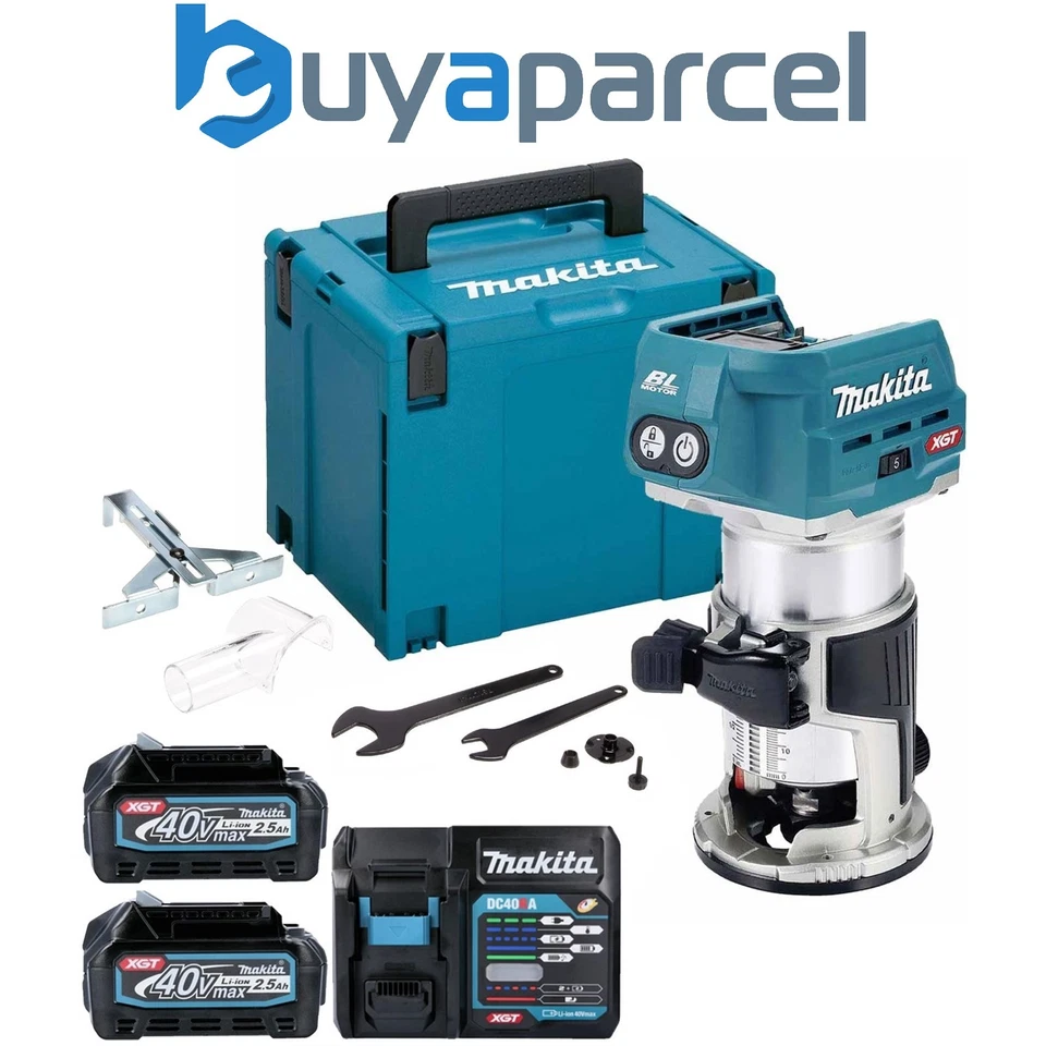 Makita RT001GZ20 40V XGT Cordless Brushless Router Trimmer + 2 x 2.5ah Battery