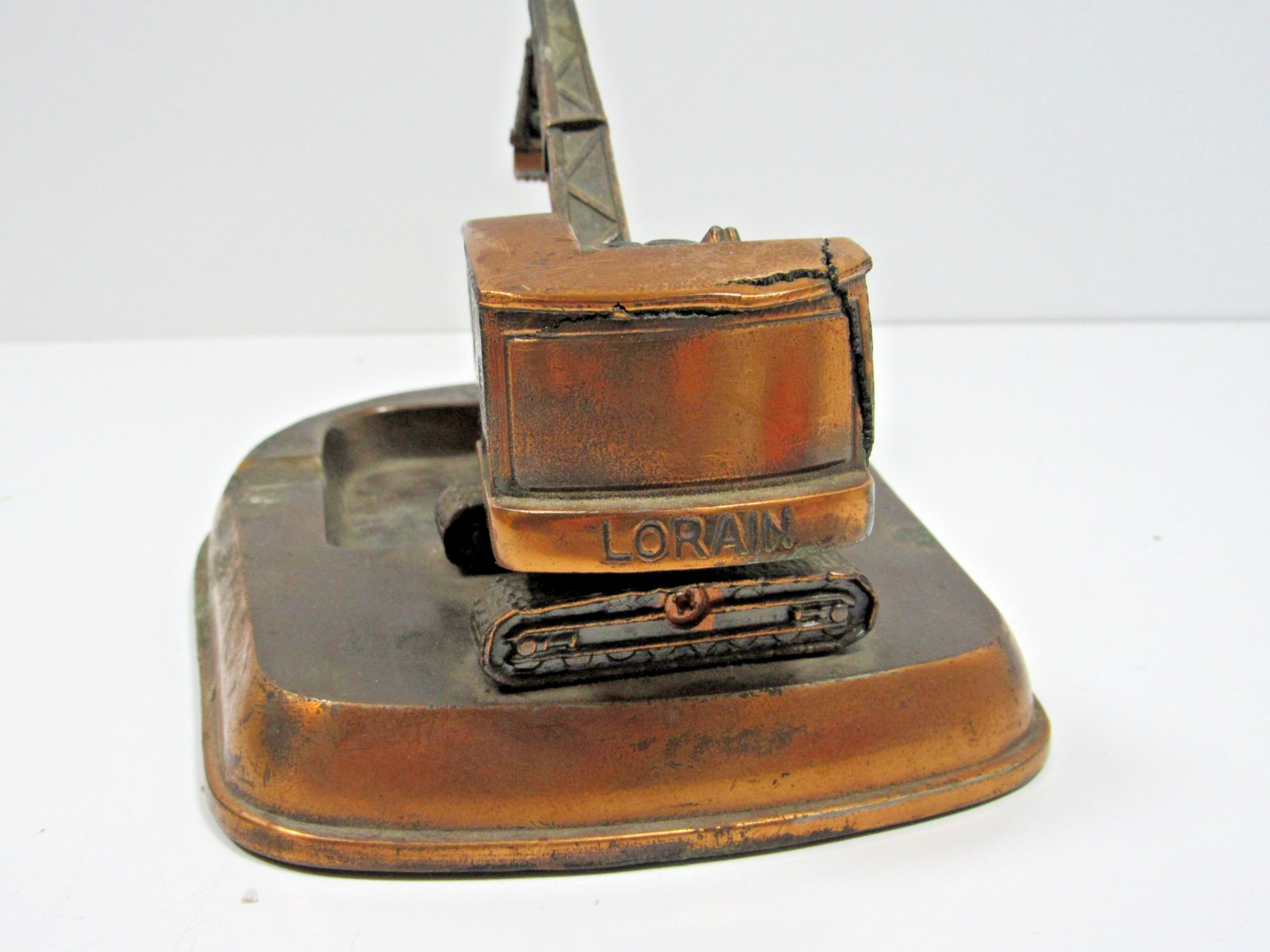 Vintage 1950s Lorain Copper Excavator Track Crane Shovel  Ashtray Cab Pivots