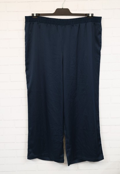 Eloquii women's blue satin elastic waist straight leg pants size 24
