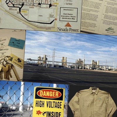 NVE Vintage Nevada Power Co. Heritage Lot Almetek Sign Badges Keys Maps Shirt