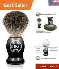 Soft Bristle Badger Shaving Brush with Wooden Handle - Perfect for Wet Shaving