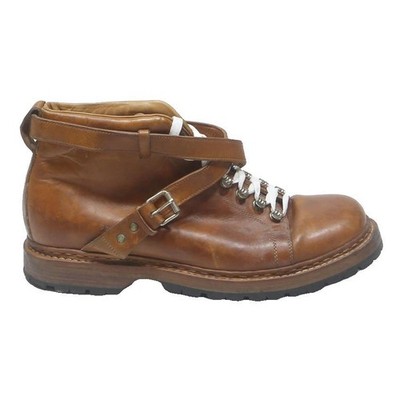 VIBRAM Herren Zum Schnüren Leder Stiefeletten Brown UK 8.5 Klassisch Langlebig