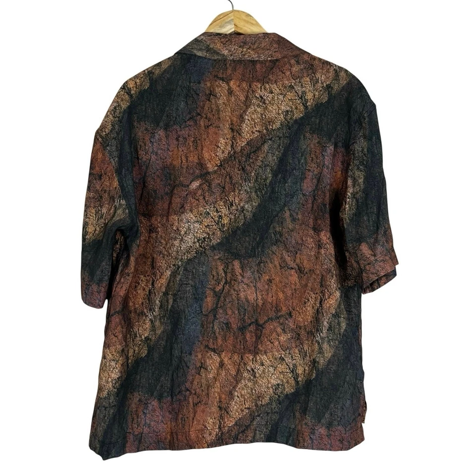 Новый с Ярлыками Zara рубашка на пуговицах мужской S коричневый абстрактный Streetwear ретро инди Sleaze  - Изображение 4 из 4