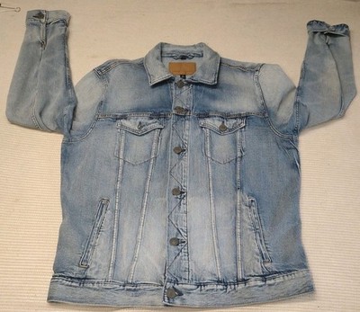 American Eagle Trucker Jacket Mens Size LT Blue Button Up Denim